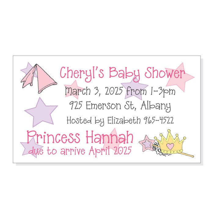 Princess Theme Baby Shower Invitation and Cards Candy Wrapper Store