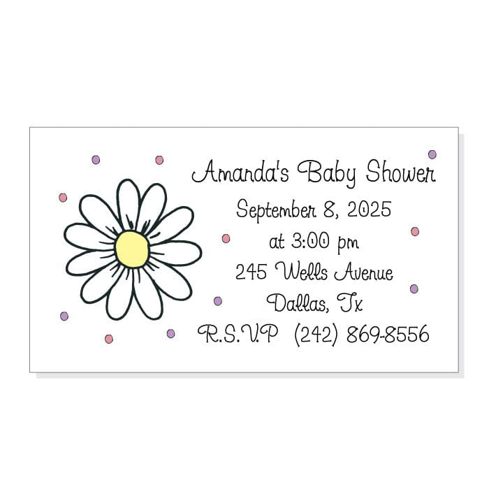 MBSM6 - White Daisy Baby Shower Invitation Magnet Baby Shower Save the Date Magnets and Cards Refrigerator Magnets Candy Wrapper Store
