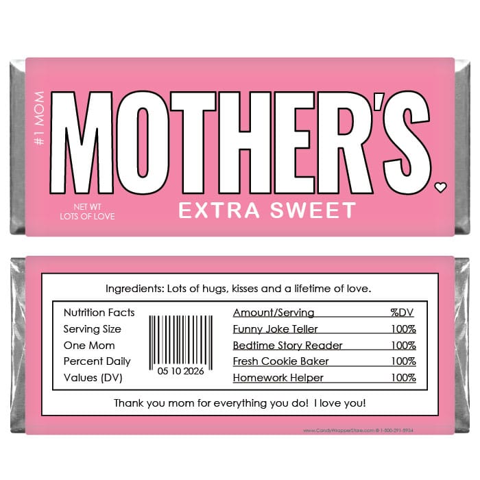 Mother's Extra Sweet Personalized Candy Bar Wrappers – Candy Wrapper Store