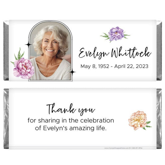 Memorial Photo Watercolor Floral Candy Bar Wrapper - MEM200 Tropical Palm Leaves Wedding Candy Bar Wrapper Wedding Favors WA488