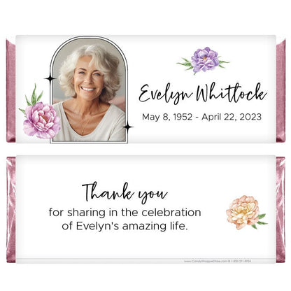 Memorial Photo Watercolor Floral Candy Bar Wrapper - MEM200 Tropical Palm Leaves Wedding Candy Bar Wrapper Wedding Favors WA488