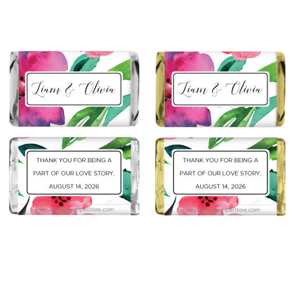 Miniature Beautiful Blooms Wedding Candy Bar Wrapper Miniature Size Wrappers WA484