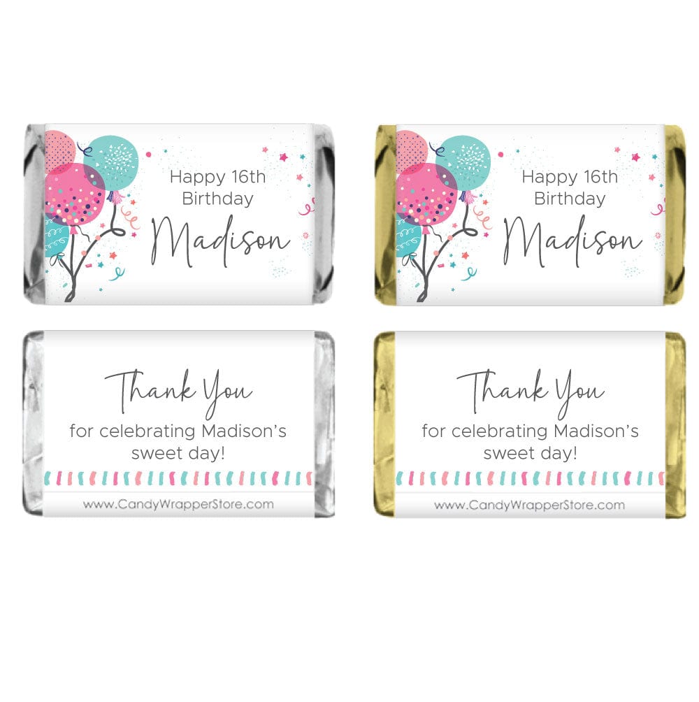 Miniature Birthday Balloons Personalized Candy Bar Wrapper Miniature Miniature Birthday Balloons Personalized Candy Bar Wrapper Party Favors BD533