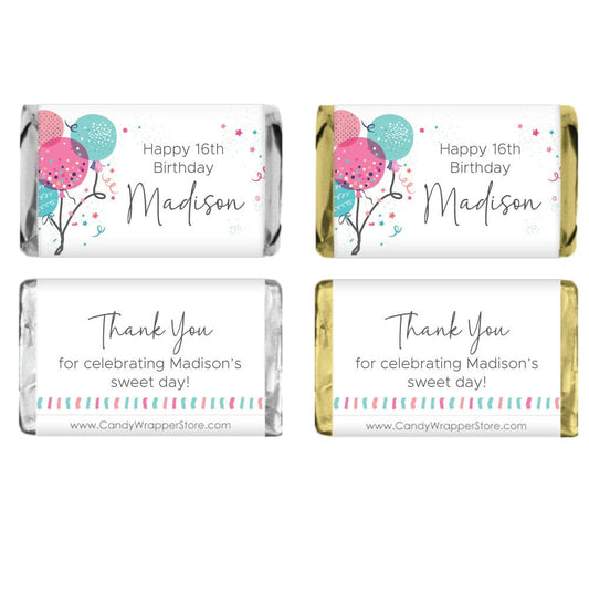Miniature Birthday Balloons Personalized Candy Bar Wrapper Miniature Miniature Birthday Balloons Personalized Candy Bar Wrapper Party Favors BD533