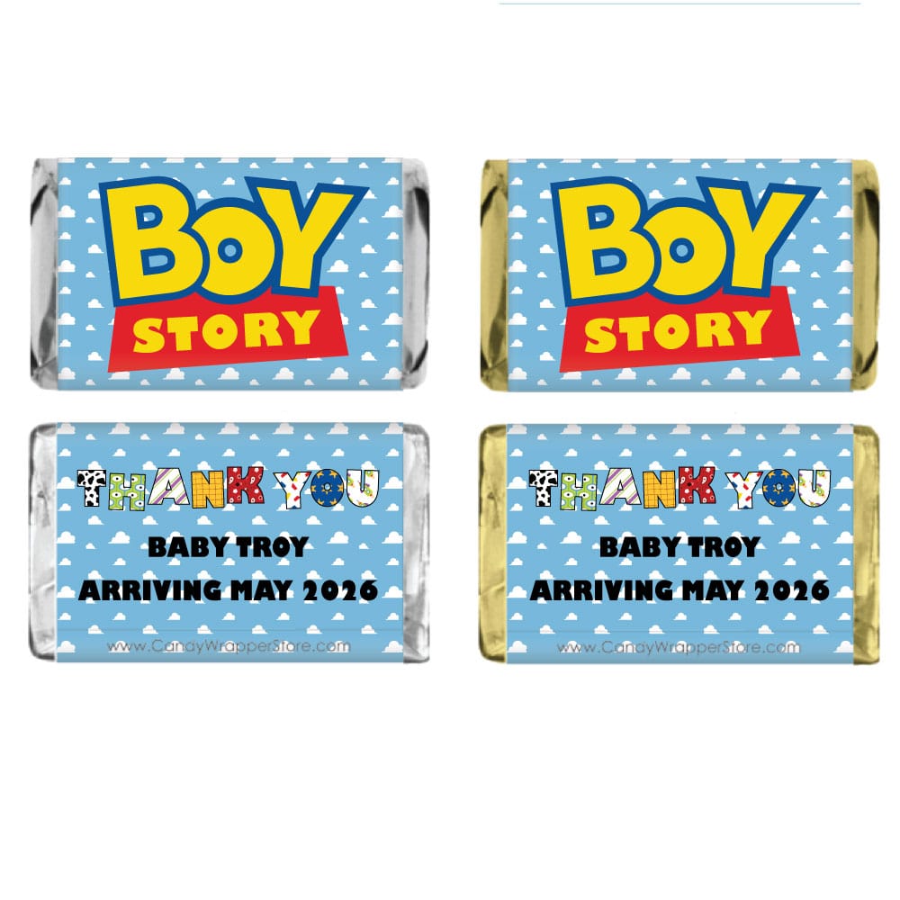 Miniature Boy Story Baby Shower Candy Bar Wrappers Miniature Boy Story Baby Shower Candy Bar Wrappers Birth Announcement BS285