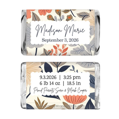 Miniature Fall Floral Birth Announcement Candy Bar Wrapper Miniature Fall Floral Birth Announcement Candy Bar Wrapper Birth Announcement BAG250