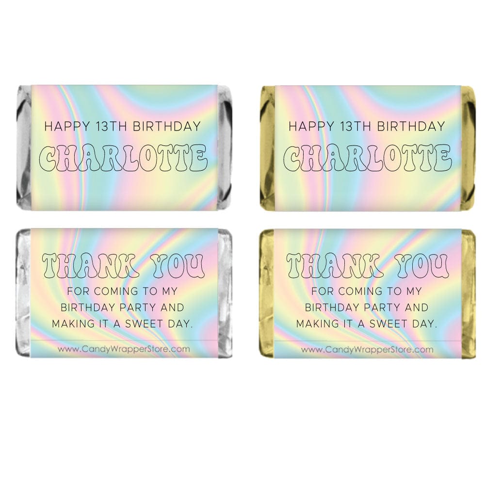 Miniature Holographic Personalized Birthday Candy Bar Wrapper Party Favors BD521