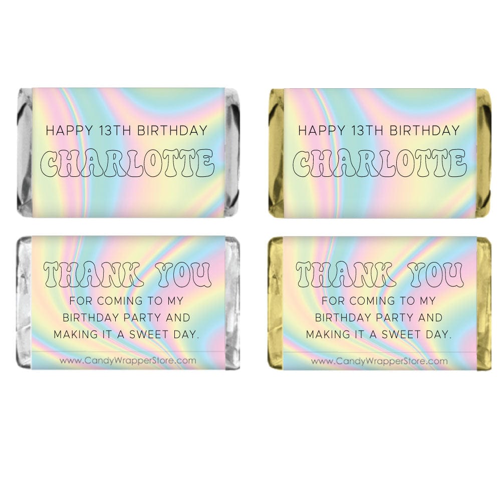 Invisible Sweet Rapper Miniature Holographic Personalized Birthday Candy Bar Wrapper – Candy ...