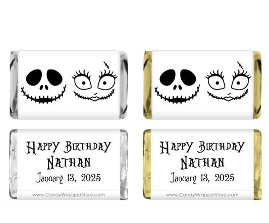 Miniature Jack and Sally Birthday Personalized Candy Bar Wrapper Party Favors BD519