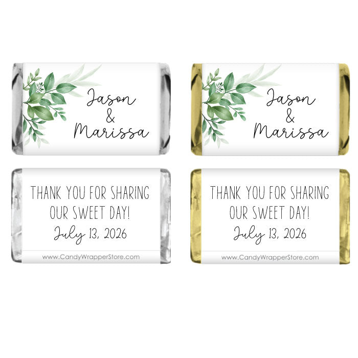Miniature Leafy Botanical Greenery Wedding Candy Bar Wrapper – Candy ...