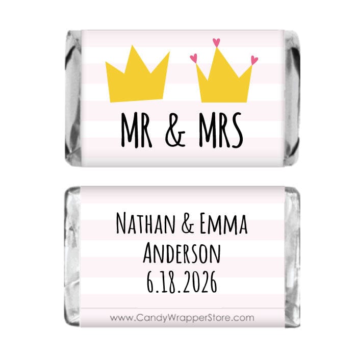 Miniature Mr and Mrs Crowns Wedding Candy Bar Wrappers Miniature Mr and Mrs Crowns Wedding Candy Bar Wrappers Miniature Size Wrapper WA367