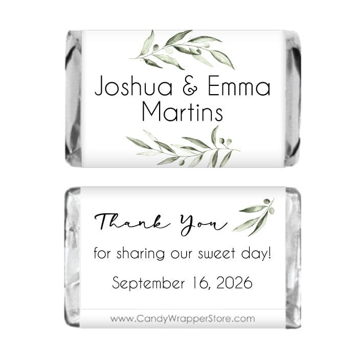 Miniature Olive Branch Watercolor Wedding Candy Bar Wrapper Miniature Olive Branch Watercolor Wedding Candy Bar Wrapper Miniature Size Wrapper WA456