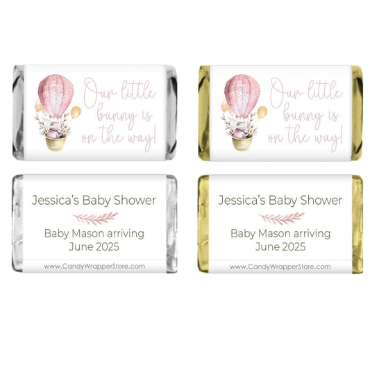 Miniature Our Baby Bunny is on the Way Baby Shower Candy Bar Wrappers - MINIBS347pink Miniature We Can Bearly Wait Baby Shower Candy Bar Wrappers Birth Announcement BS362