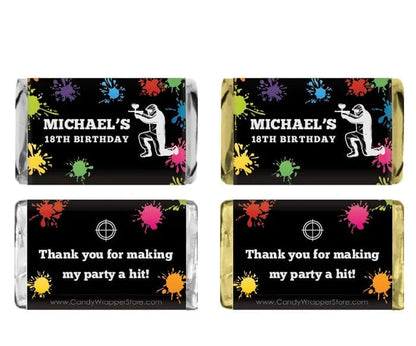 Miniature Paintball Birthday Candy Bar Wrapper Party Favors BD513