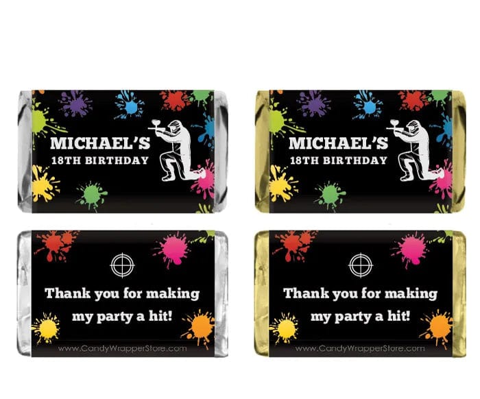 Miniature Paintball Birthday Candy Bar Wrapper Party Favors BD513