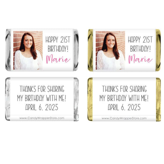 Miniature Photo Birthday Candy Wrappers - MINIBD480 Miniature Photo Birthday Candy Wrappers Party Favors BD480