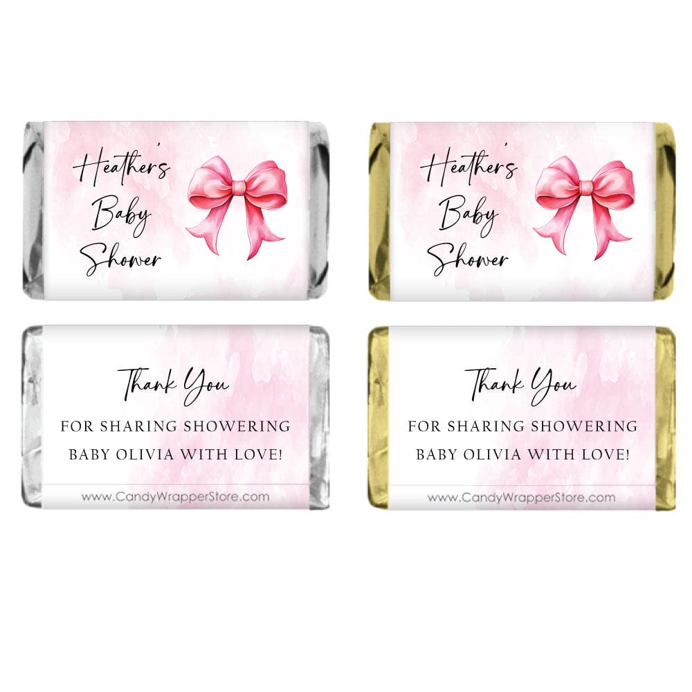 Miniature Pink Bows Baby Shower Candy Bar Wrappers Miniature Pink Bows Baby Shower Candy Bar Wrappers Baby & Toddler BS310