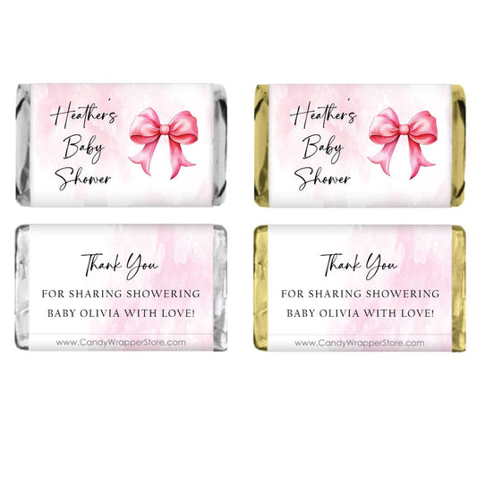 Miniature Pink Bows Baby Shower Candy Bar Wrappers Miniature Pink Bows Baby Shower Candy Bar Wrappers Baby & Toddler BS310