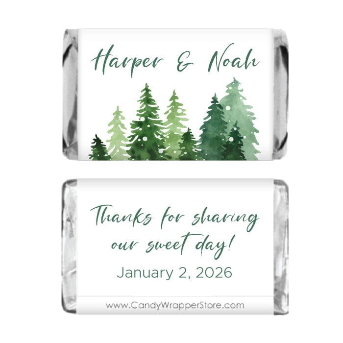 Miniature Snowy Pine Trees Wedding Candy Bar Wrapper Miniature Snowy Pine Trees Wedding Candy Bar Wrapper Miniature Size Wrappers WA486