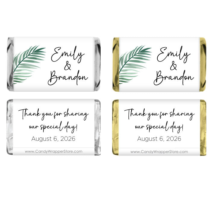 Miniature Tropical Palm Leaves Wedding Candy Bar Wrapper – Candy ...