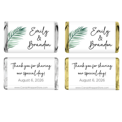 Miniature Tropical Palm Leaves Wedding Candy Bar Wrapper Miniature Size Wrappers WA488