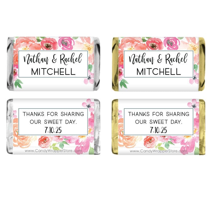 Miniature Whimsical Floral Wedding Candy Bar Wrapper Miniature Whimsical Floral Wedding Candy Bar Wrapper Miniature Size Wrapper WA461