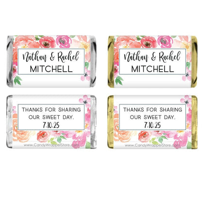 Miniature Whimsical Floral Wedding Candy Bar Wrapper Miniature Whimsical Floral Wedding Candy Bar Wrapper Miniature Size Wrapper WA461