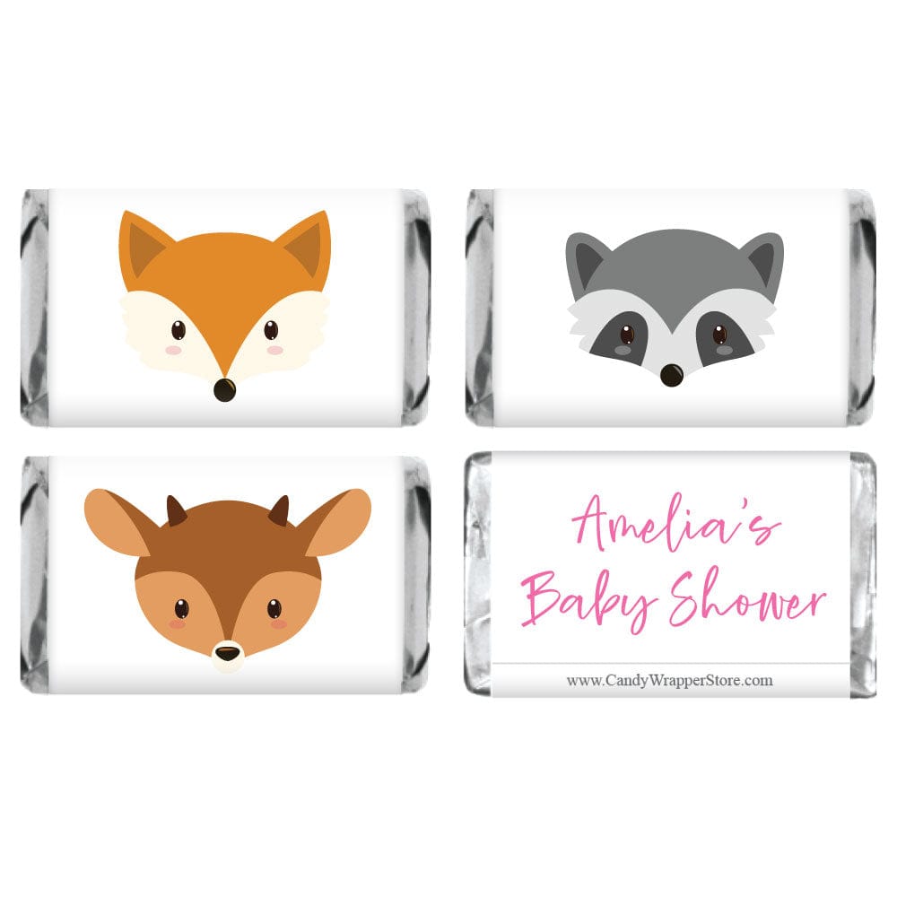 Miniature Woodland Animals Baby Shower Candy Bar Wrappers - set of 6 designs - MINIBS283 Miniature Woodland Animals Baby Shower Candy Bar Wrappers - set of 6 designs Birth Announcement BS283