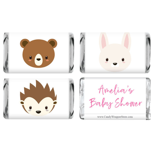 Miniature Woodland Animals Baby Shower Candy Bar Wrappers - set of 6 designs - MINIBS283