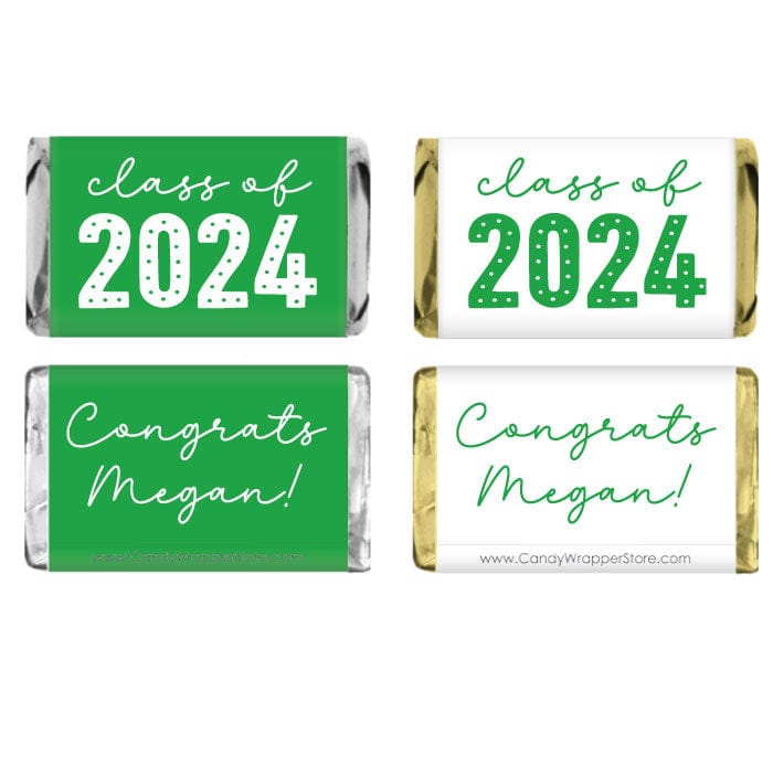 MINIGRAD115 - Class of 2024 Dots Graduation Miniature Candy Bar Wrappers Class of 2024 Dots Graduation Miniature Candy Bar Wrappers Party Favors grad