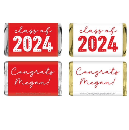 MINIGRAD115 - Class of 2024 Dots Graduation Miniature Candy Bar Wrappers Class of 2024 Dots Graduation Miniature Candy Bar Wrappers Party Favors grad