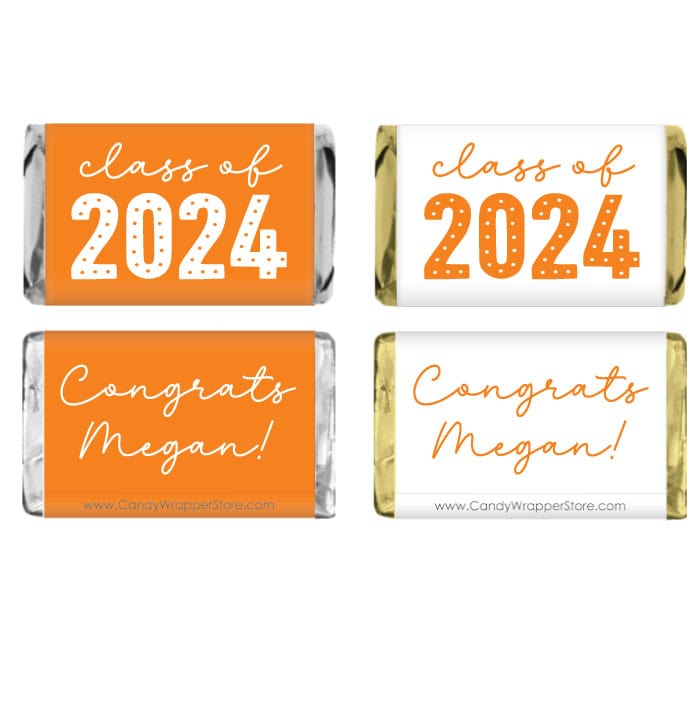 MINIGRAD115 - Class of 2024 Dots Graduation Miniature Candy Bar Wrappers Class of 2024 Dots Graduation Miniature Candy Bar Wrappers Party Favors grad