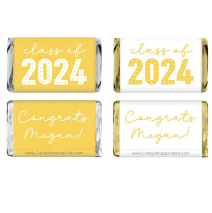 MINIGRAD115 - Class of 2024 Dots Graduation Miniature Candy Bar Wrappers Class of 2024 Dots Graduation Miniature Candy Bar Wrappers Party Favors grad