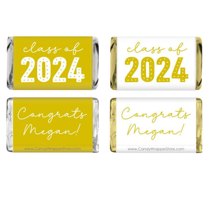 MINIGRAD115 - Class of 2024 Dots Graduation Miniature Candy Bar Wrappers Class of 2024 Dots Graduation Miniature Candy Bar Wrappers Party Favors grad