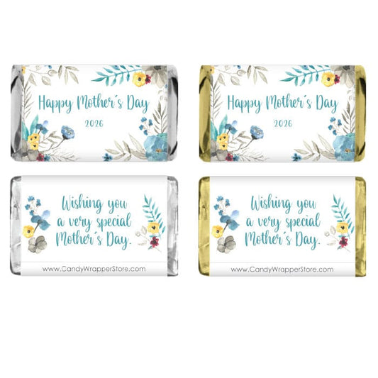 MINIMD2 - Miniature Mother's Day Watercolor Spring Floral Candy Bar Wrapper Miniature Mother's Day Watercolor Spring Floral Candy Bar Wrapper Party Favors md2