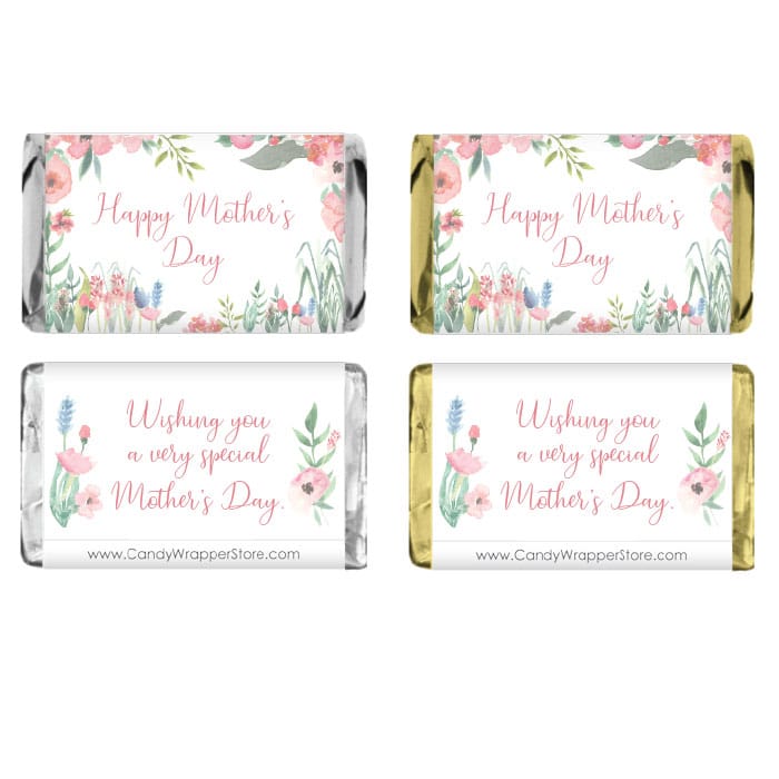 MINIMD3 - Miniature Mother's Day Watercolor Spring Floral Candy Bar Wrapper Miniature Mother's Day Watercolor Spring Floral Candy Bar Wrapper Party Favors MD3