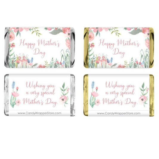 MINIMD3 - Miniature Mother's Day Watercolor Spring Floral Candy Bar Wrapper Miniature Mother's Day Watercolor Spring Floral Candy Bar Wrapper Party Favors MD3
