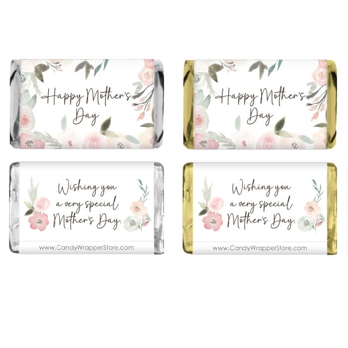 MINIMD8 - Miniature Mother's Day Watercolor Spring Floral Candy Bar Wrapper Miniature Mother's Day Watercolor Spring Floral Candy Bar Wrapper Party Favors MD8