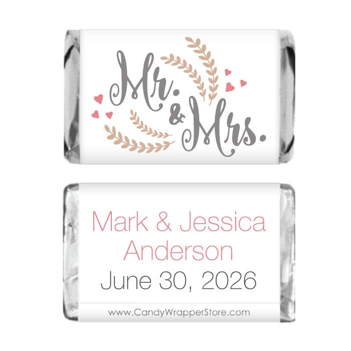 MINIWA348 - Miniature Mr & Mrs Wedding Candy Bar Wrappers Miniature Mr & Mrs Wedding Candy Bar Wrappers Miniature Size Wrapper WA348