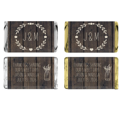 MINIWA436 - Miniature Rustic Dark Wood Wedding Candy Bar Wrapper Miniature Rustic Dark Wood Wedding Candy Bar Wrapper Miniature Size Wrapper WA436