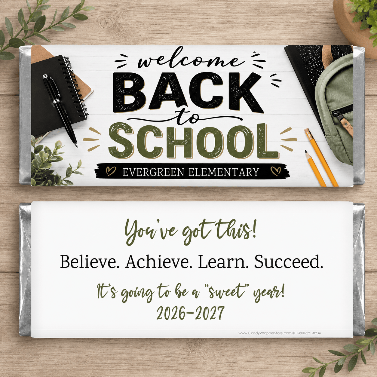 Modern Back to School Personalized Candy Bar Wrapper Modern Back to School Personalized Candy Bar Wrapper school215