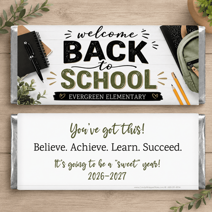 Modern Back to School Personalized Candy Bar Wrapper Modern Back to School Personalized Candy Bar Wrapper school215