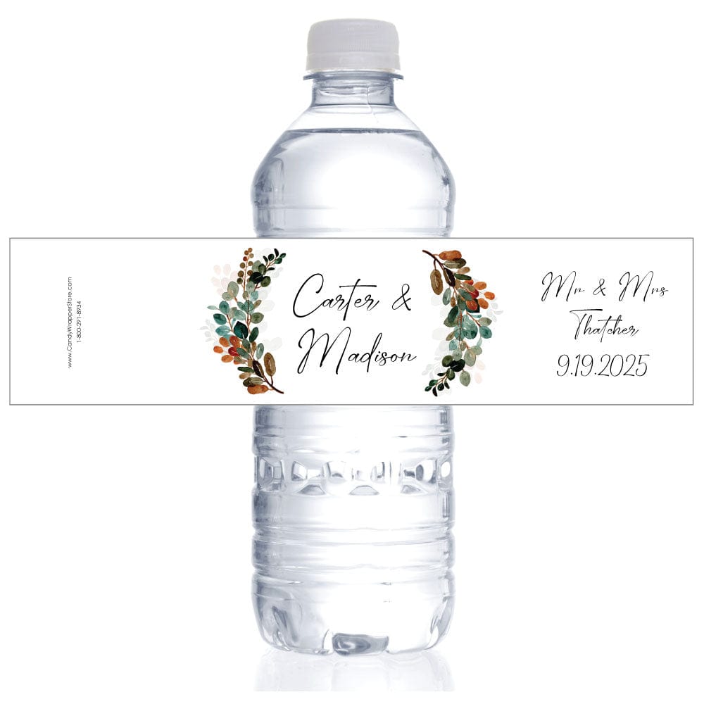 Moody Boho Wedding Water Bottle Label - WBWA408 Beautiful Blooms Wedding Water Bottle Label WA484