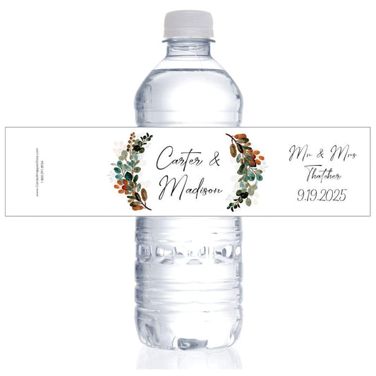 Moody Boho Wedding Water Bottle Label - WBWA408 Beautiful Blooms Wedding Water Bottle Label WA484