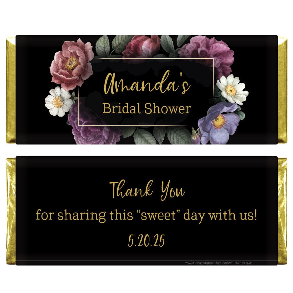 Moody Garden Party Bridal Shower Candy Bar Wrappers Dark Garden Party Bridal Shower Candy Bar Wrappers WS333