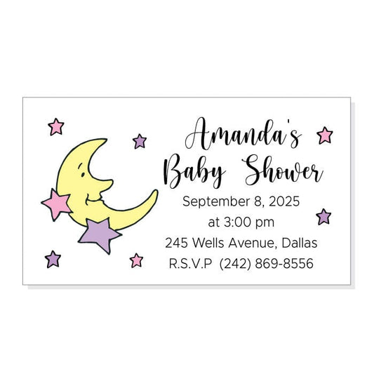 Moon and Stars Baby Shower Magnet - MBSM1 Moon and Stars Pink and Purple Baby Shower Magnet Refrigerator Magnets Candy Wrapper Store