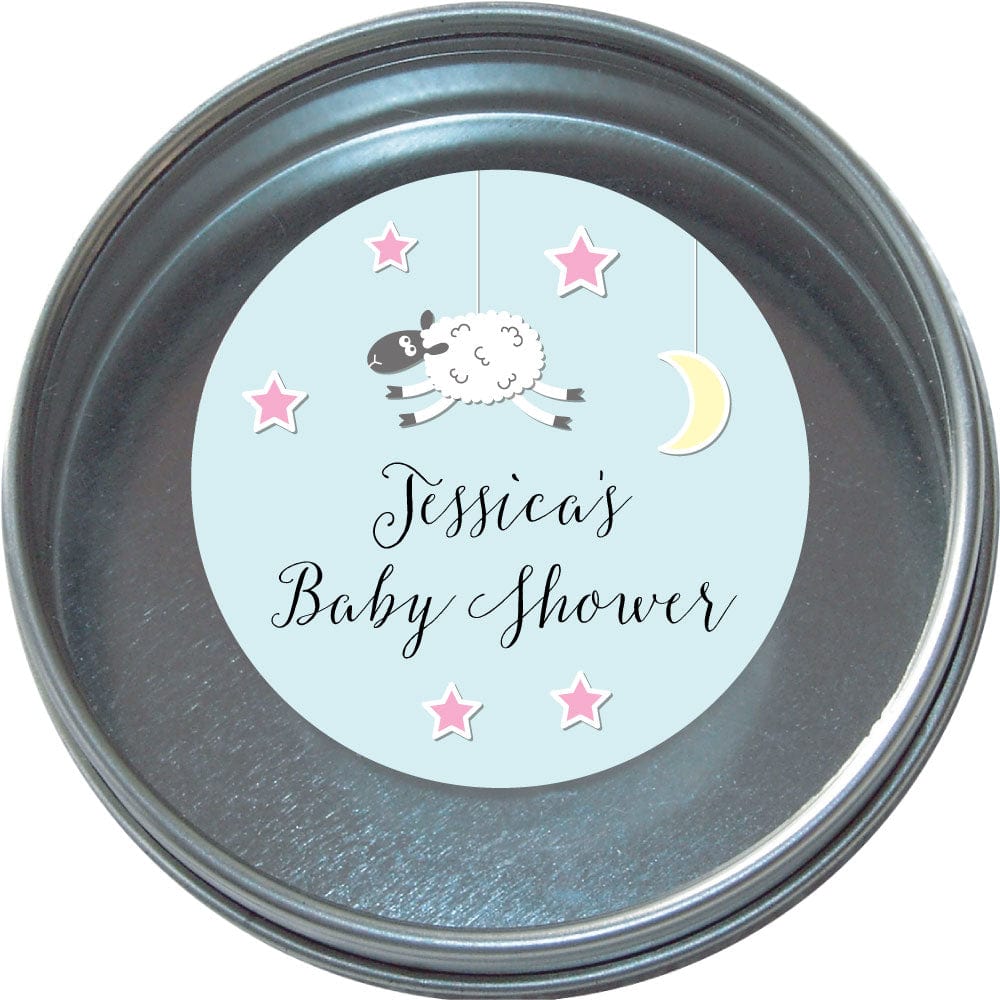 Moon and Stars Baby Shower Tins - Set of 24 Moon and Stars Baby Shower Tins Birth Announcement BS200