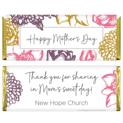 Mother's Day Sketched Flowers Candy Wrappers Mother's Day Sketched Flowers Candy Wrappers md212