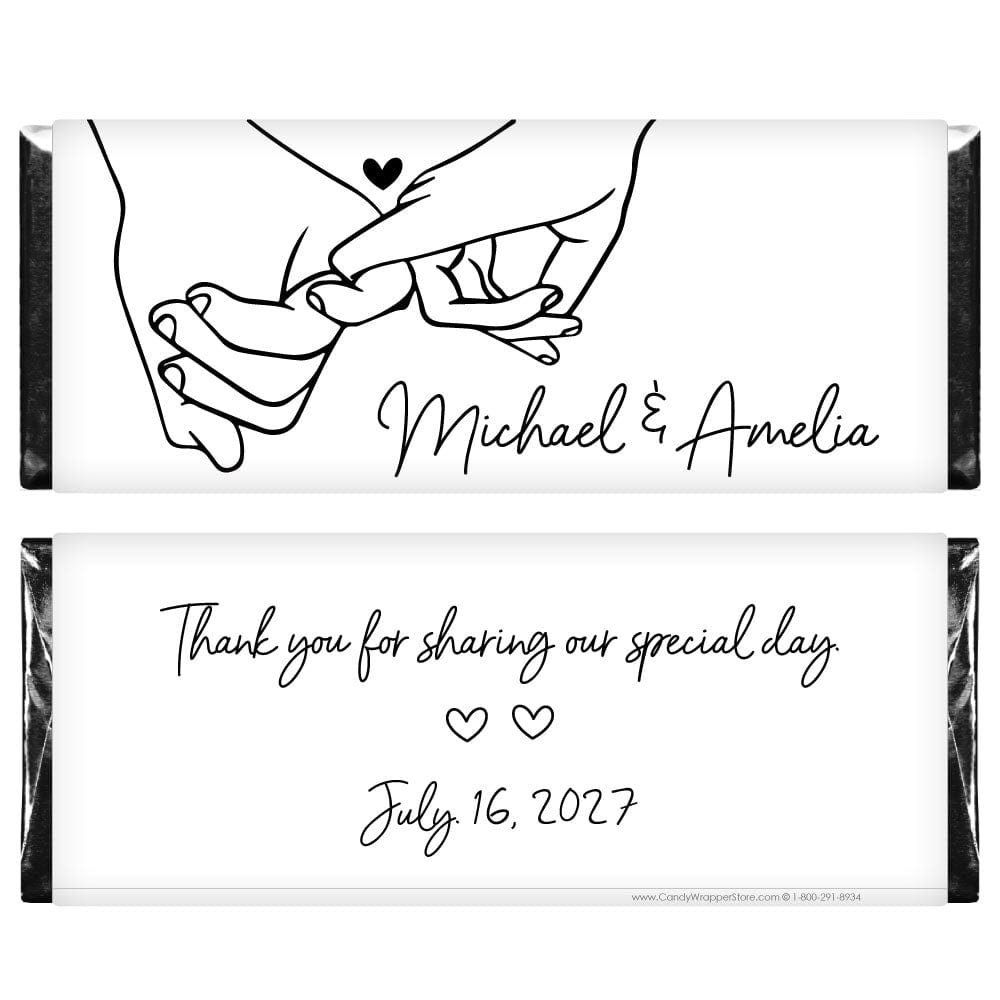 Mr and Mrs Hand Holding Wedding Candy Bar Wrappers Mr and Mrs Hand Holding Wedding Candy Bar Wrappers Regular Size Wrapper WA491