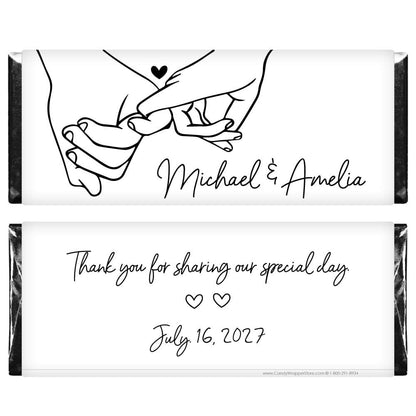 Mr and Mrs Hand Holding Wedding Candy Bar Wrappers Mr and Mrs Hand Holding Wedding Candy Bar Wrappers Regular Size Wrapper WA491